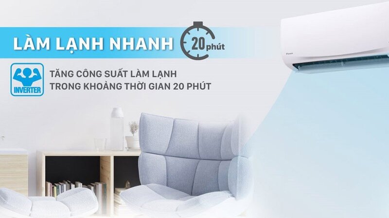 Chế độ làm lạnh PowerFul trên điều hòa Daikin FTF25UV1V/RF25UV1V hỗ trợ làm lạnh hiệu quả