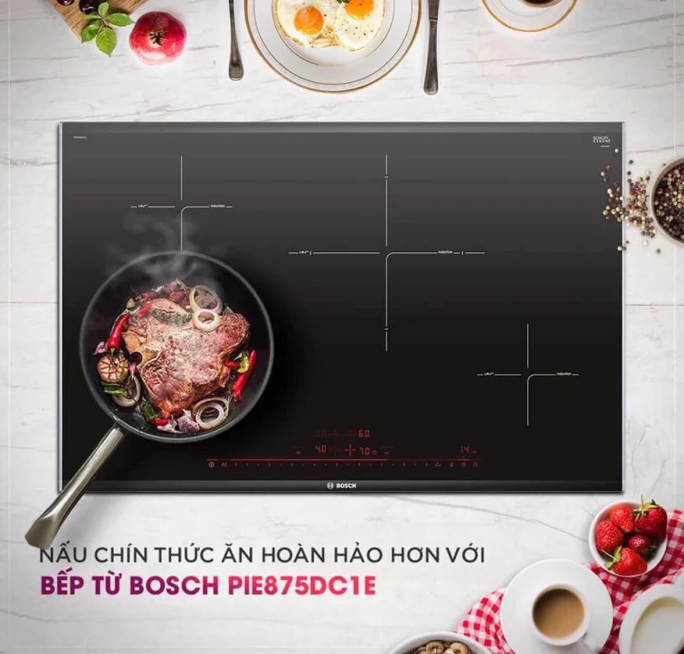 Nâng tầm không gian bếp với bếp từ Bosch PIE875DC1E Serie 8