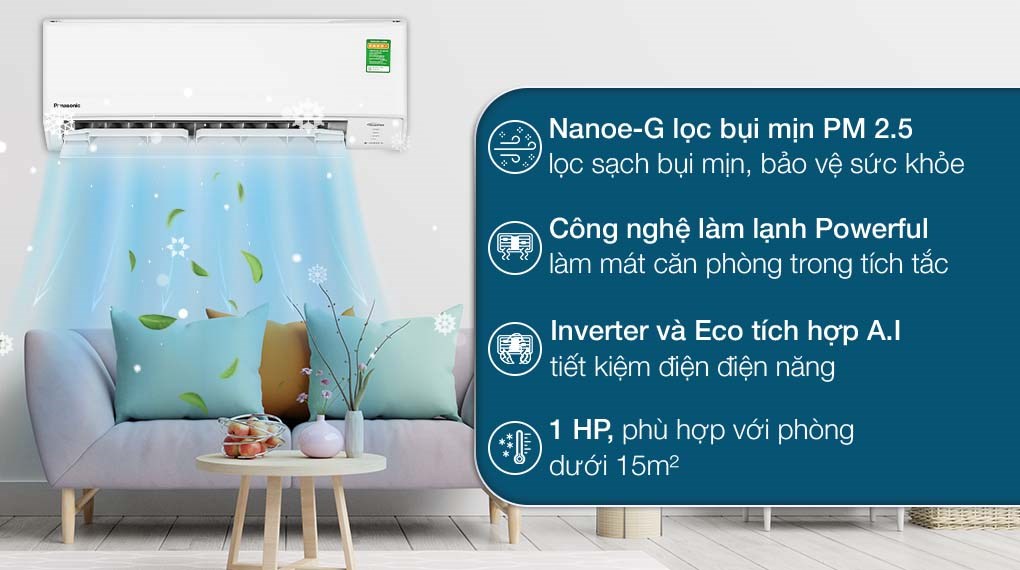 TOP 3 chiếc điều hòa Panasonic inverter tiết kiệm điện tốt dùng cho phòng ngủ dưới 15 m2
