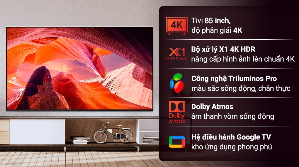 Trải nghiệm như xem tại rạp chiếu mini với Google Tivi Sony 85 Inch 4K KD-85X80L