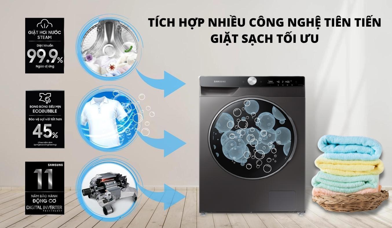 Tại sao máy giặt sấy Samsung WD12TP34DSX/SV 12kg được lựa chọn nhiều?