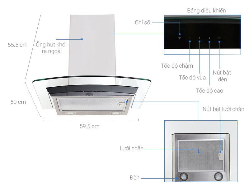 Electrolux EFC736GAR - chiếc máy hút mùi có bảng điều khiển cảm ứng hiện đại