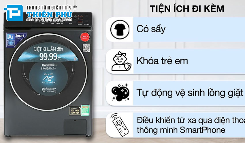 Giới thiệu tính năng, tiện ích của máy giặt Panasonic 10,5kg NA-V105FR1BV