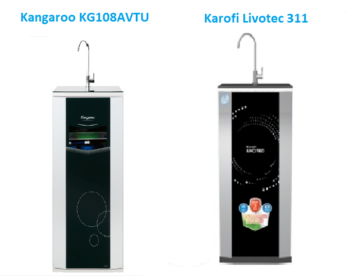 Về kiểu dáng thiết kế máy lọc nước Karofi Livotec 311 và máy lọc nước Kangaroo KG108AVTU