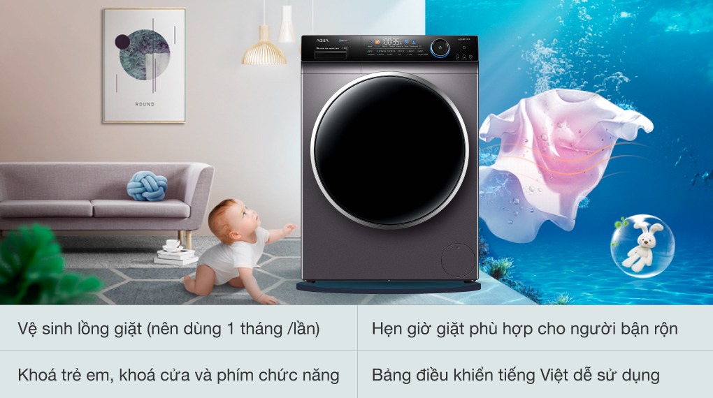Máy giặt Aqua Inverter 15 Kg AQD-A1500H.PS có những tính năng nổi bật nào?