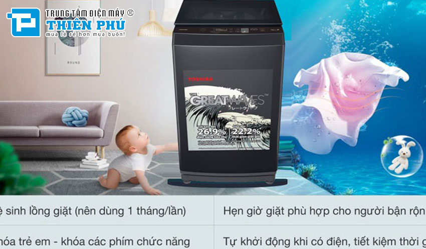 Máy giặt Toshiba 10Kg AW-M1100PV(MK); Hiện đại và tiện ích cho mọi gia đình