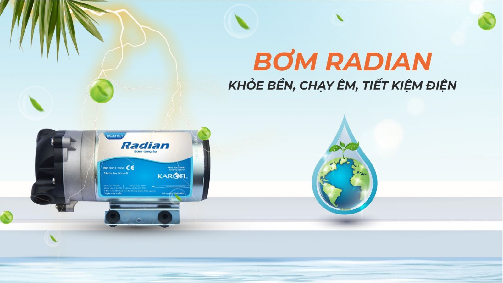 Máy lọc nước Karofi Livotec 510 trang bị bơm Radian hoạt động mạnh mẽ