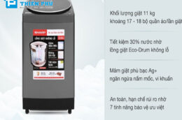 Máy giặt Sharp lồng đứng 11Kg ES-W110HV-S: Sự lựa chọn thông minh cho ngôi nhà của bạn