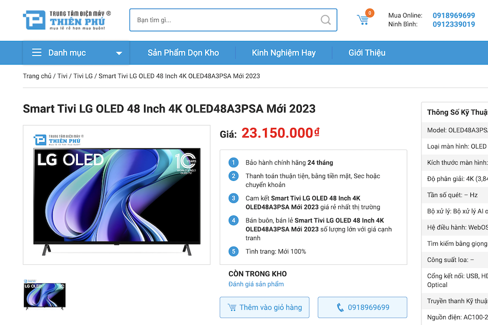 Những điều cần biết khi mua tivi LG OLED 48 inch OLED48A3PSA cao cấp