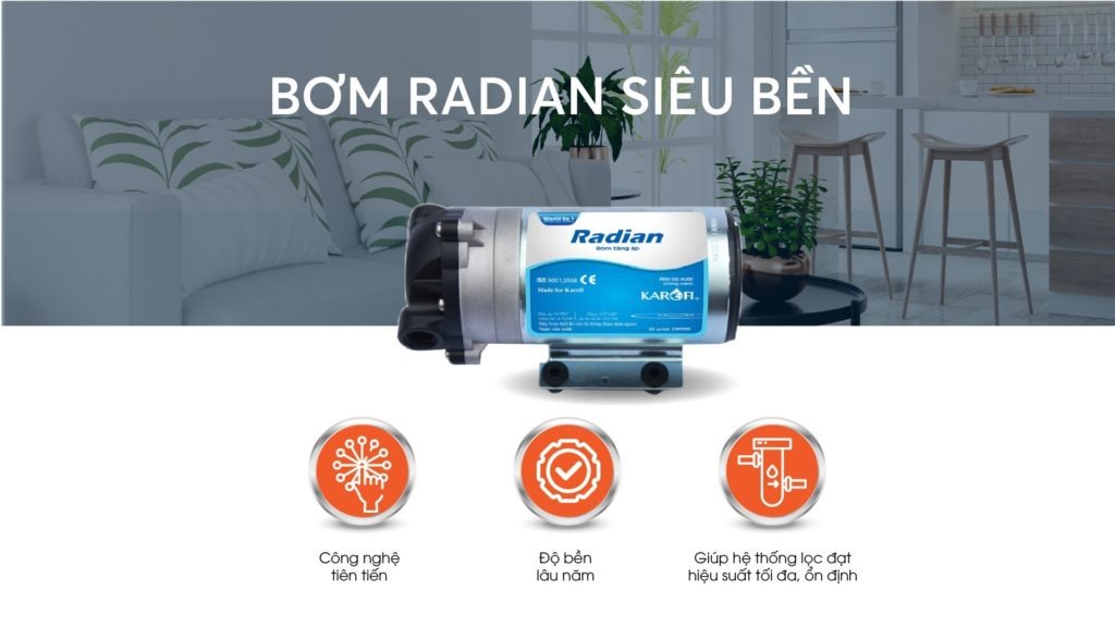 Máy lọc nước Karofi Livotec 212 8 lõi  Tích hợp bơm Radian hoạt động êm ái