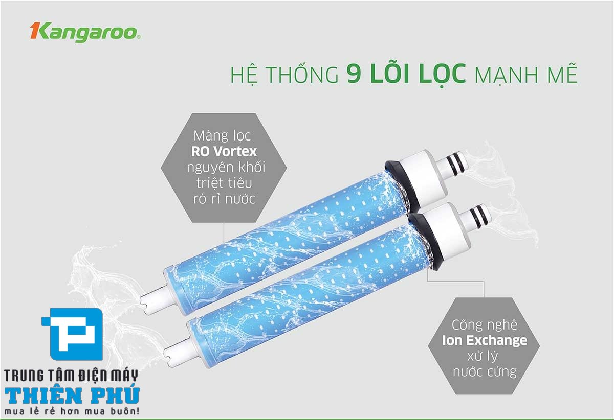 máy lọc nước Kangaroo KG109I sử dụng màng lọc RO Vortex nguyên khối