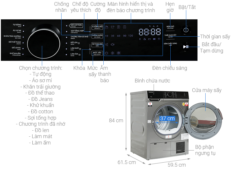 Đánh giá về ưu nhược điểm của máy sấy quần áo Toshiba 8kg TD-K90MEV(SK)