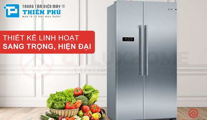 Tủ lạnh Bosch Side By Side 580 lít KAN93VIFPG Serie 4: Thiết kế tiện nghi và hiệu suất vượt trội