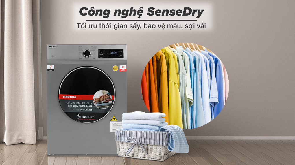 2 mẫu máy sấy quần áo Toshiba thông hơi sấy khô quần áo nhanh chóng và giá thành hợp lý