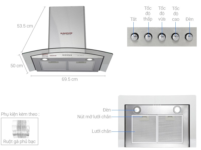 Máy hút mùi Sunhouse SHB6629-70C và Canzy CZ 3970Q - máy hút mùi loại nào tốt?