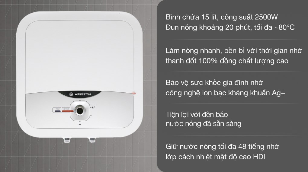 Bình nóng lạnh Ariston ANDRIS2 15RS: Sản phẩm được ưa chuộng nhất hiện nay