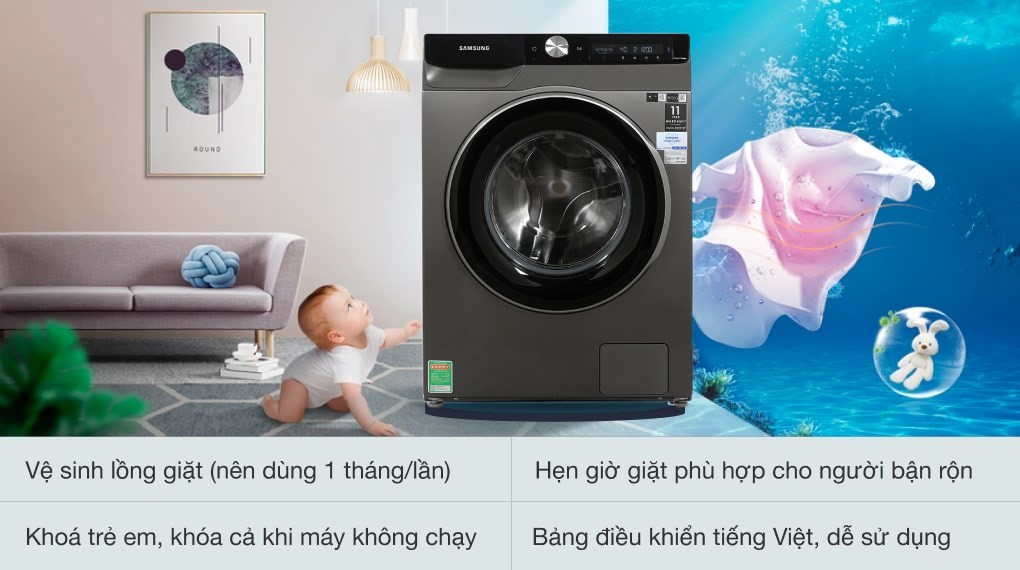 máy giặt Samsung  WW10T634DLX/SV 10kg
