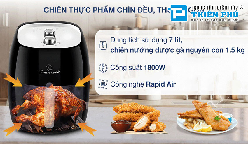 Nồi Chiên Không Dầu Smartcook AFS-3941 7 Lít