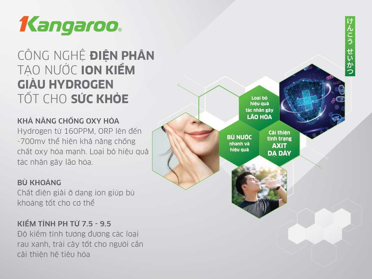 máy lọc nước nóng lạnh Kangaroo KG10A8ES 7 lõi tạo nguồn "nước khỏe" Hydrogen