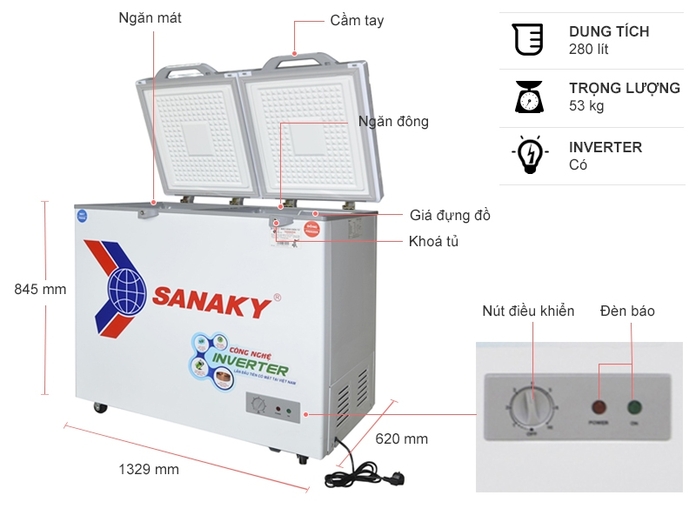 Tủ đông Sanaky 2 ngăn VH-4099W4K - Tủ đông quốc dân được chuyên gia khuyên dùng