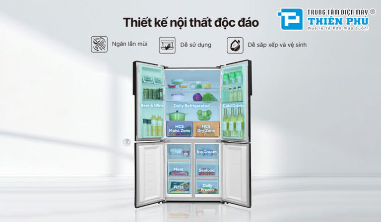 Tủ lạnh Aqua inverter AQR-M530EM(SLB) không gian lưu trữ lớn, tiết kiệm điện vượt trội