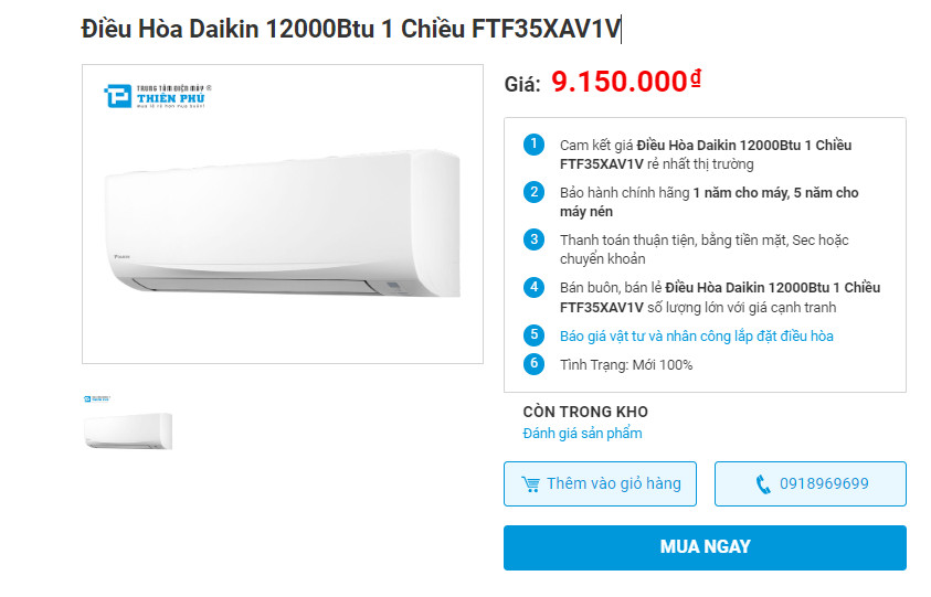 Sự lựa chọn lý tưởng cho không gian thoải mái - Điều hòa Daikin FTF35XAV1V