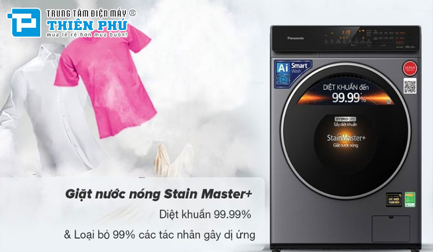 Máy giặt Panasonic 10Kg NA-V10FC1LVT: Đánh bại bất kỳ vết bẩn với hiệu suất cao