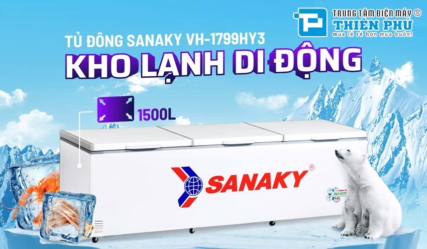 Tủ đông Sanaky Inverter 1500 lít 1 Ngăn Đông VH-1799HY3