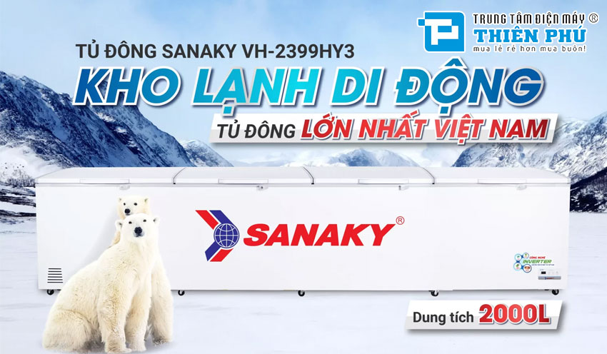 Tủ đông Inverter Sanaky 2000 lít 1 Ngăn Đông VH-2399HY3