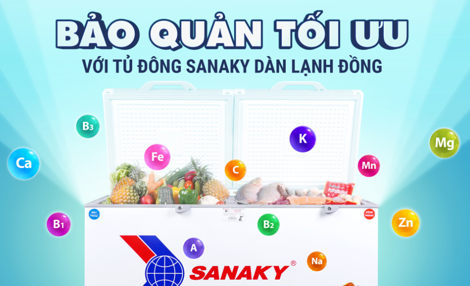 Tủ đông Sanaky VH-2899A3 dự trữ thực phẩm cả tuần tươi ngon cho gia đình