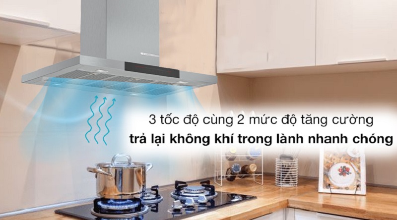 Máy hút mùi đảo Bosch DIB98JQ50B có công nghệ cảm biến mùi