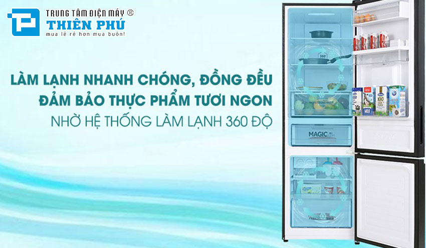 Bảo quản thực phẩm hoàn hảo với tủ lạnh Aqua Inverter 324 lít AQR-B379MA(WGB)