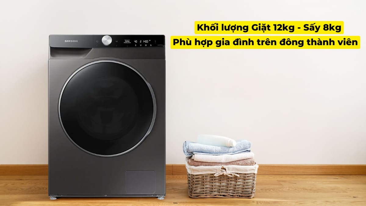 máy giặt sấy Samsung WD12TP34DSX/SV 12kg 