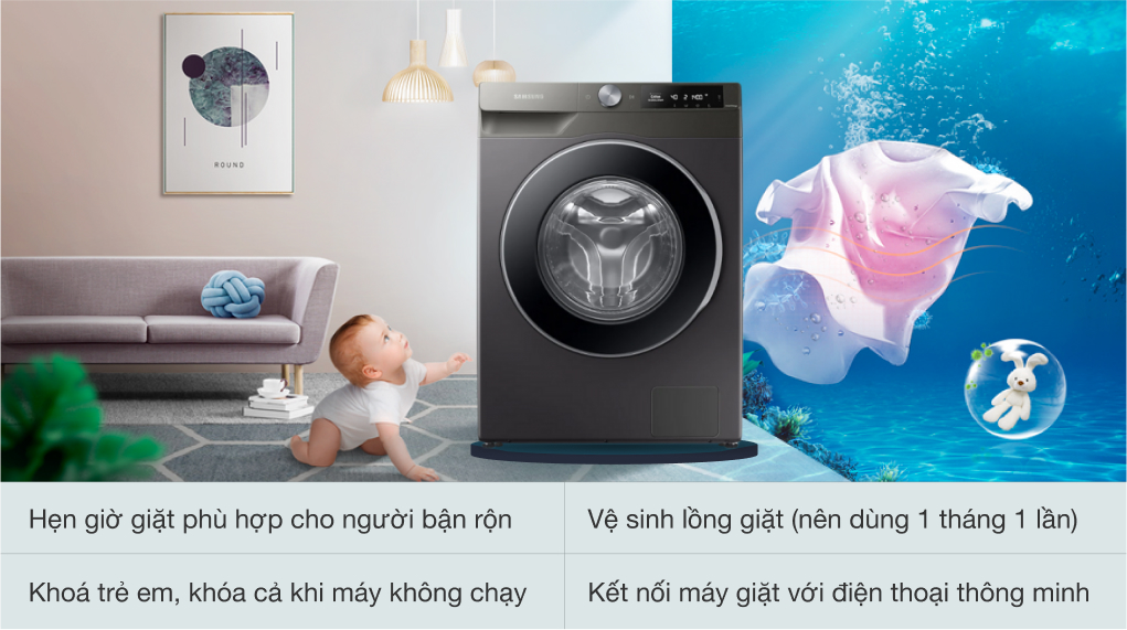 Đánh giá ưu - nhược điểm của máy giặt Samsung WW90T634DLN/SV 9kg