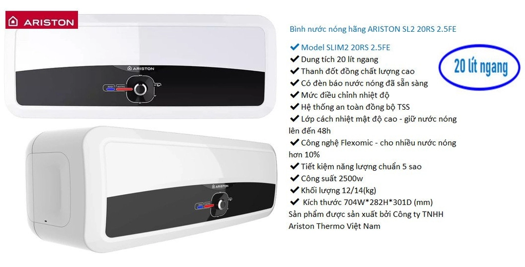 Thanh đốt trên bình nóng lạnh Ariston 20 lít SLim2 20R có gì đặc biệt