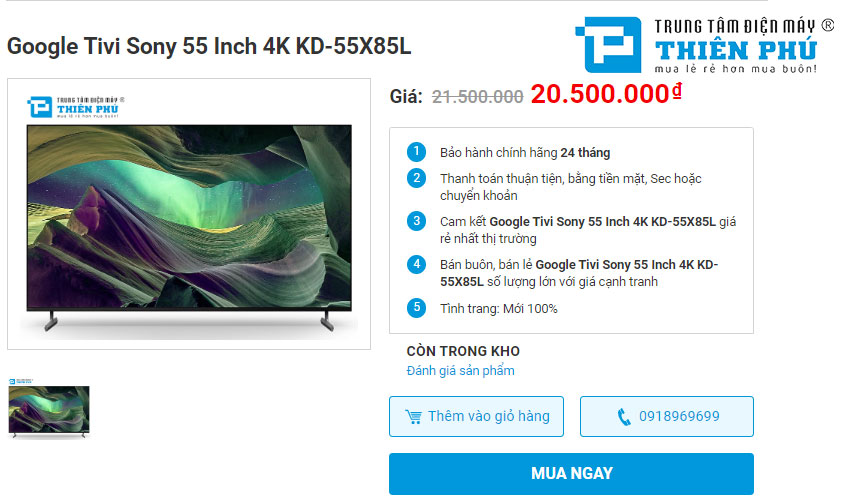 Bảng giá tivi Sony 55 inch mới nhất 2023 - Cập nhật mới nhất tháng 11/2023
