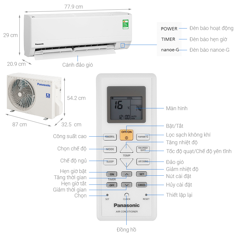 Review điều hòa Panasonic 12000btu 1 chiều CU/CS-N12ZKH-8 - Điều hòa mới 2023
