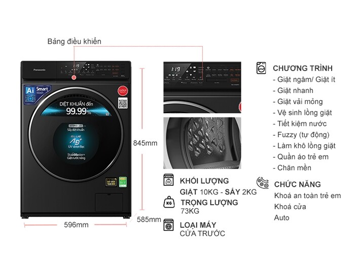 So sánh máy giặt cửa trước Bosch WGG254A0SG và Panasonic NA-V10FR1BVT