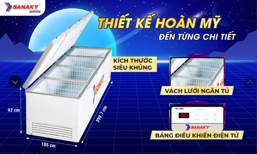 Tủ đông Sanaky VH-2399HY thiết kế độc đáo, xả đông thuận tiện