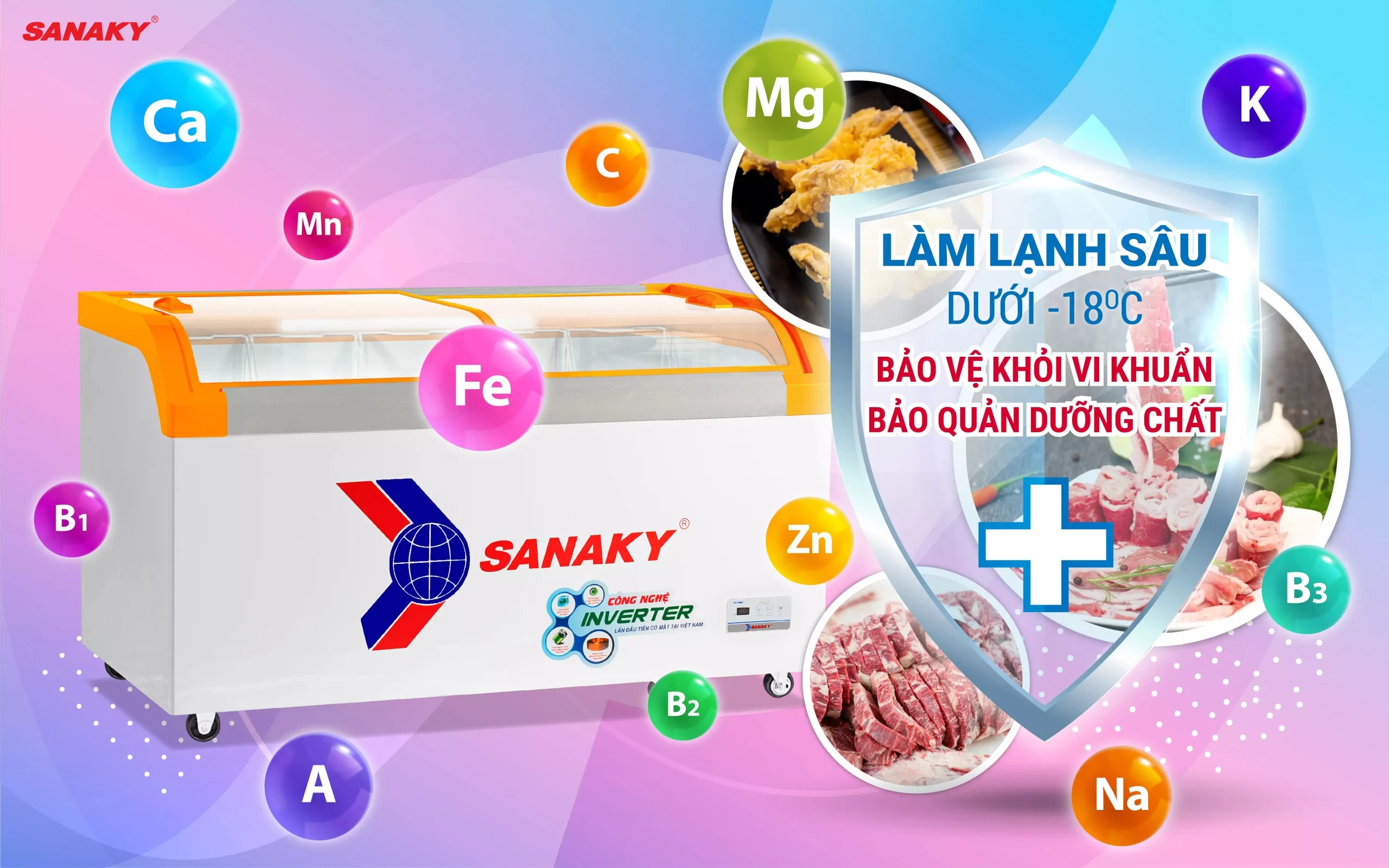 Tủ đông Sanaky Inverter VH-899K3A bảo quản thực phẩm an toàn và hiệu quả