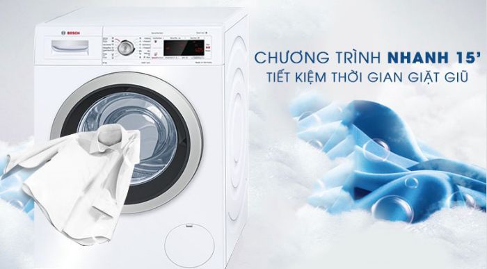 Giặt nhanh và sạch hơn với máy giặt Bosch 9kg WAW28480SG serie 8