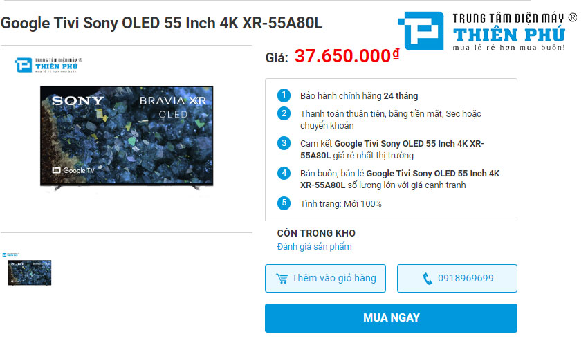 Bảng giá tivi Sony 55 inch mới nhất 2023 - Cập nhật mới nhất tháng 11/2023