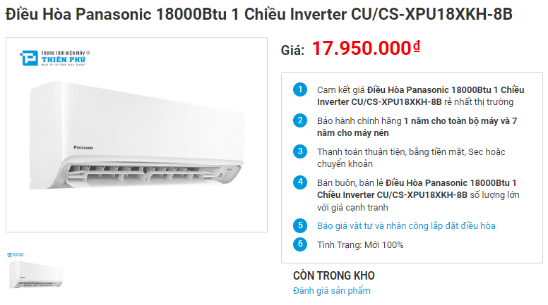 So sánh 2 model điều hòa Casper 18000btu GC-18IS33 và Panasonic CU/CS-XPU18XKH-8B