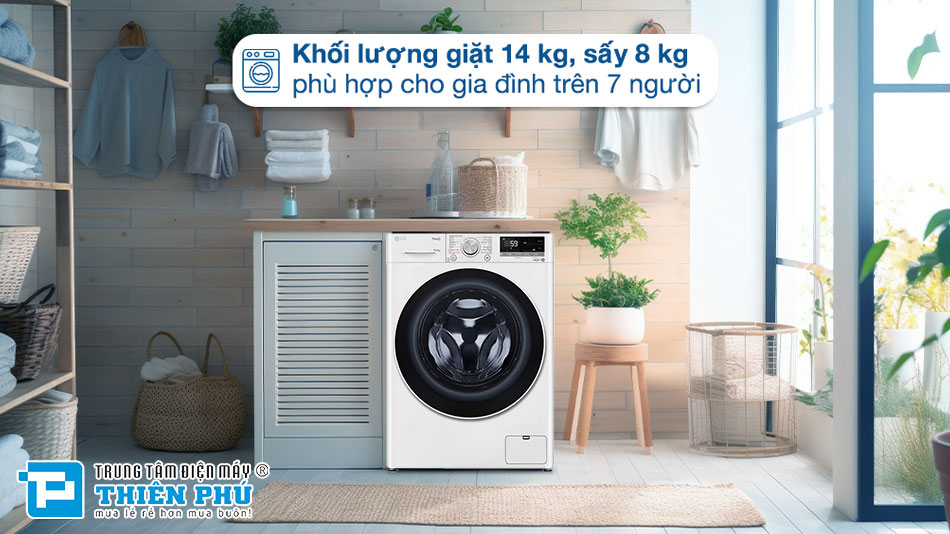 máy giặt sấy lg FV1410D4W1