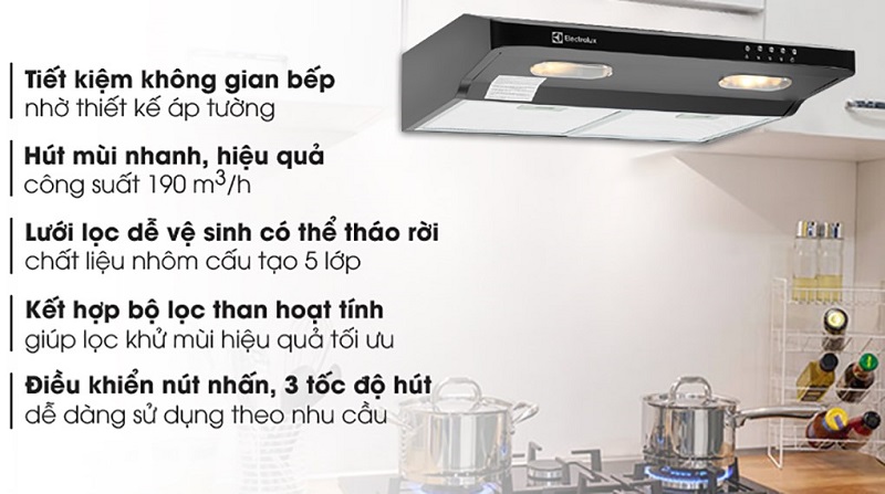 Sử dụng máy hút mùi Electrolux EFT6032K rất đơn giản