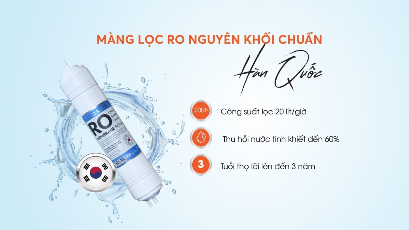 Tích hợp màng lọc RO chuẩn Hàn Quốc