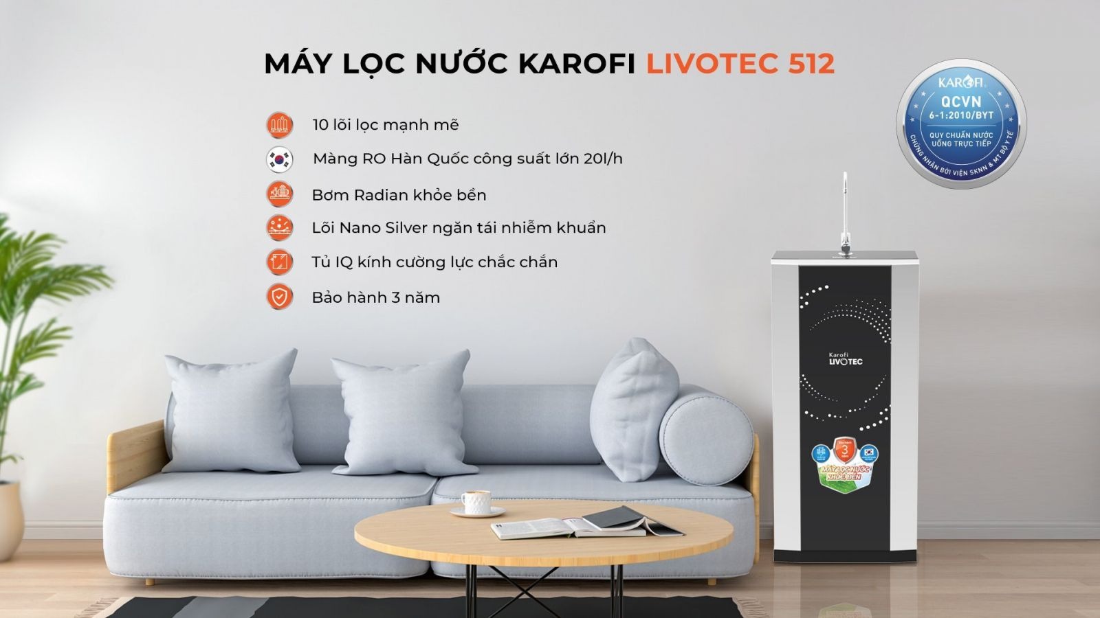 Máy lọc nước Karofi 10 lõi Livotec 512