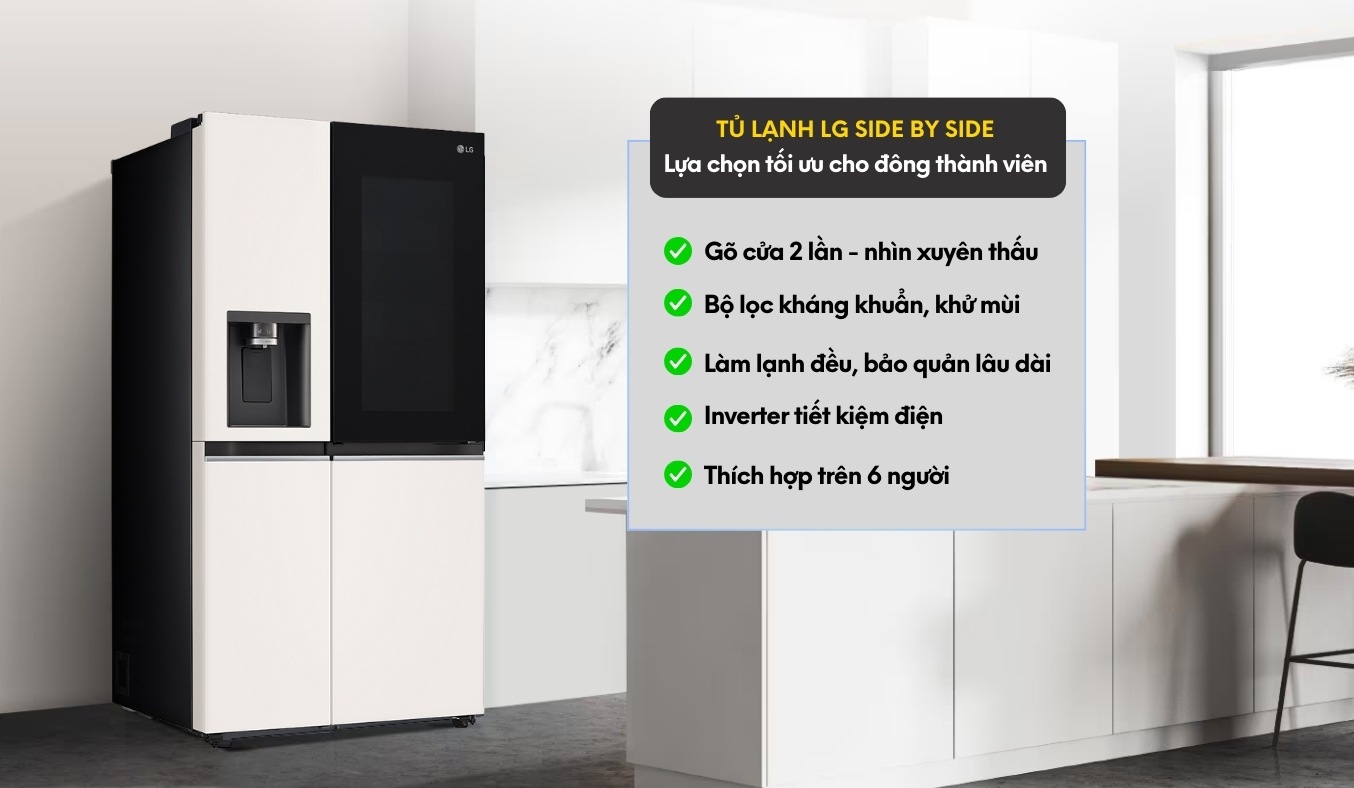 Lựa chọn tủ lạnh LG GR-X257BG dung tích lớn giá chỉ 34.650.000₫