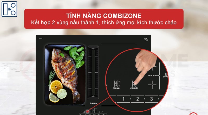 Ưu điểm khi sử dụng vùng nấu FlexInduction trên bếp từ Bosch PXX975KW1E