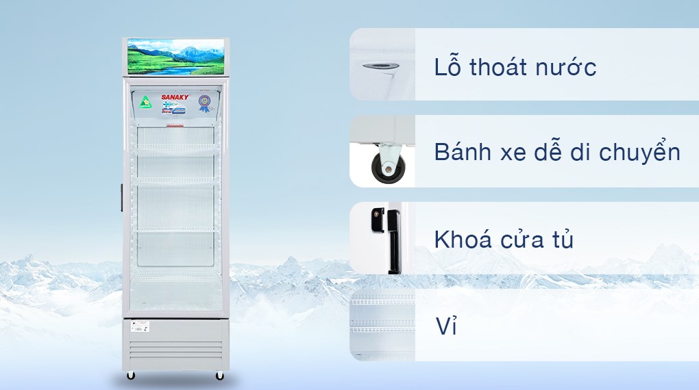 Cùng khám phá chi tiết tủ mát Sanaky Inverter 340 Lít 1 cánh VH-408K3L